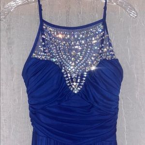 Blue prom dress with jewels